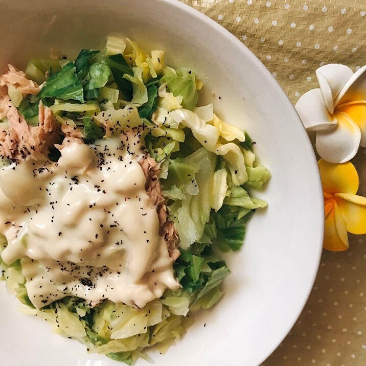 [温サラダ]緑の野菜とツナ(黒酢とチーズで♪)